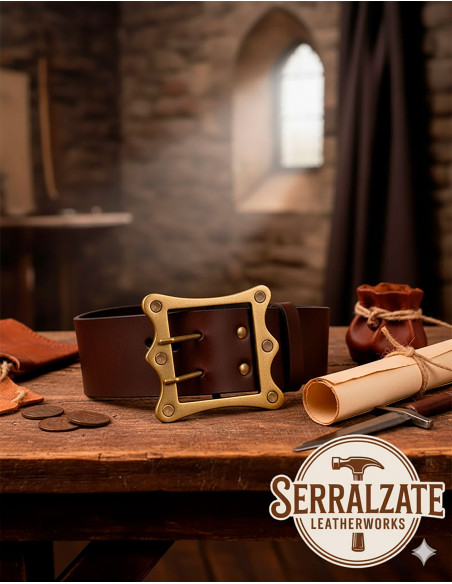 Wide medieval belt Ivo - Dark brown