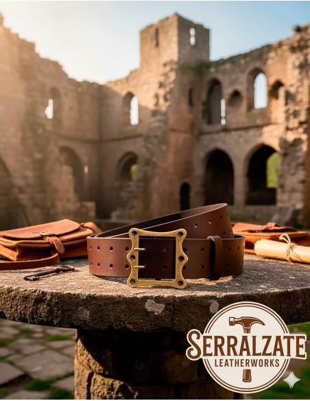 Wide medieval belt Ivo - Dark brown