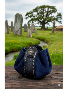 Celta Wanderer Limosner Bag, blue suede (8x8 cm.)