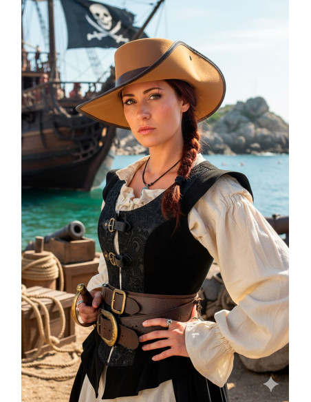 Wide-brimmed Corsair Hat, light brown Wide-brimmed Corsair Hat, light brown