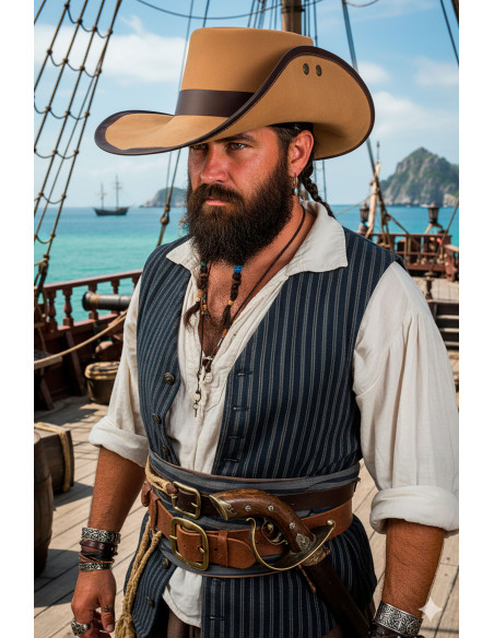 Wide-brimmed Corsair Hat, light brown Wide-brimmed Corsair Hat, light brown