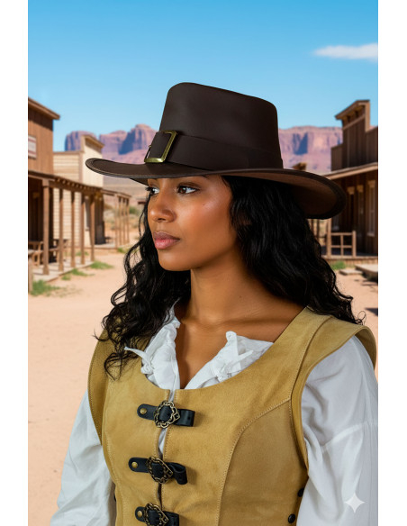 Solomon Kane Hat in Dark Brown Leather