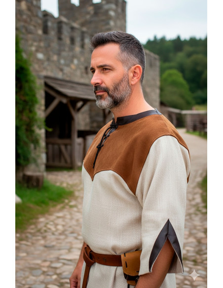 Medieval Deherd Linen Tunic - Brown