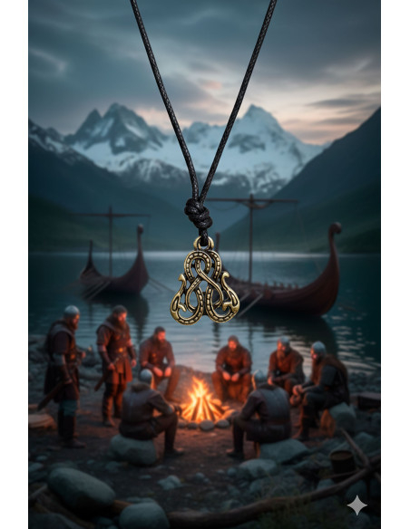Viking Snake Pendant with Two Heads -...