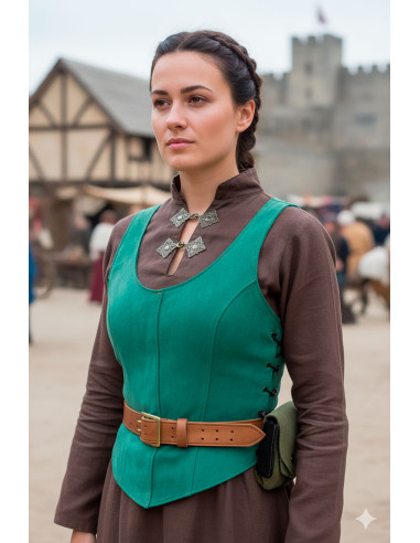Medieval leather bodice model Granada - Green