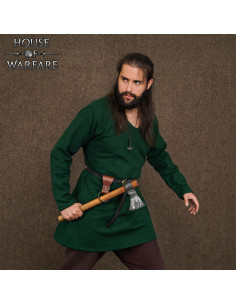 Leather Talisman with braided ring, brown color 2