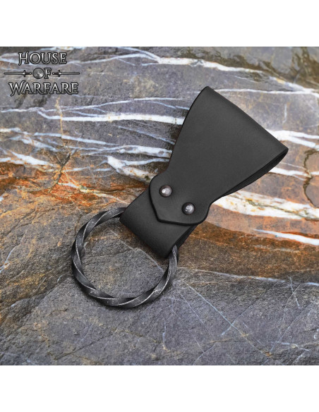 Leather holder with braided ring,... Leather holder with braided ring,...