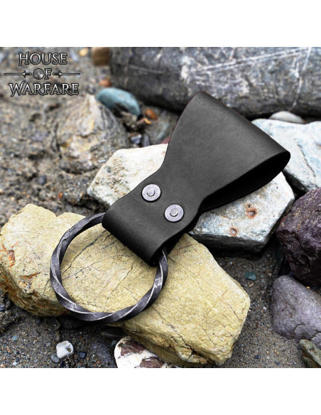 Leather holder with braided ring,... Leather holder with braided ring,...