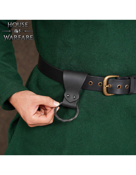 Leather holder with braided ring,... Leather holder with braided ring,...