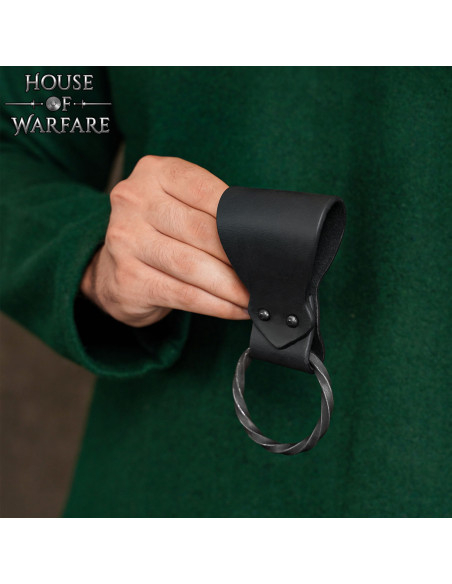 Leather holder with braided ring,... Leather holder with braided ring,...