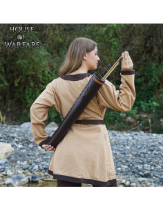 Medieval leather back quiver, brown color