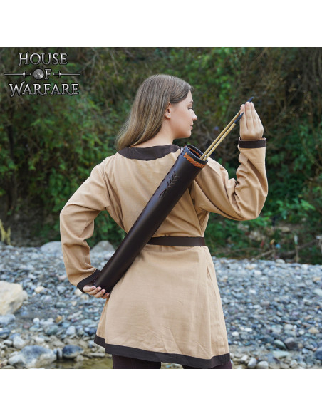 Medieval leather back quiver, brown...