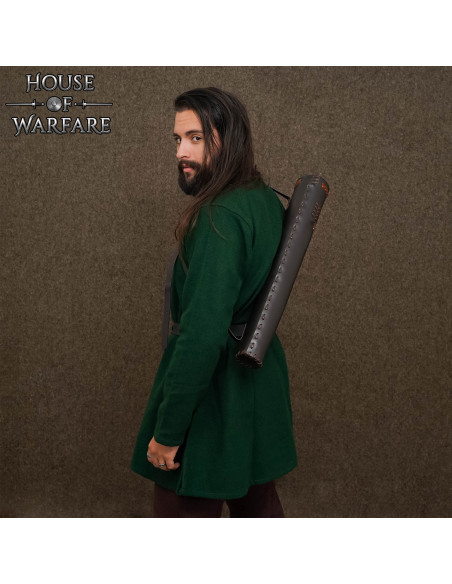 Medieval leather back quiver, brown...