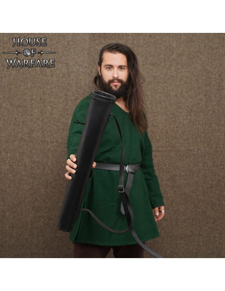 Medieval leather quiver for back,...