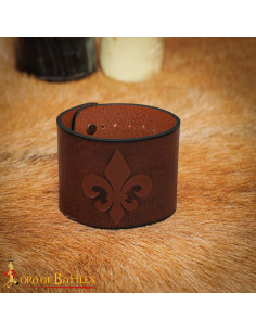 Medieval leather bracelet with relief design of...