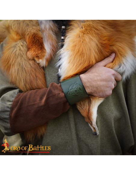 Medieval leather bracelet with Celtic... Medieval leather bracelet with Celtic...