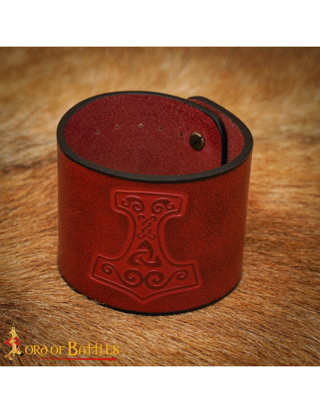 Medieval leather bracelet with Thor's... Medieval leather bracelet with Thor's...