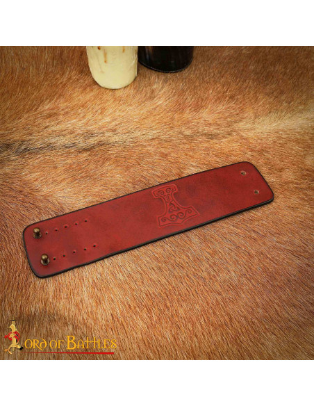 Medieval leather bracelet with Thor's... Medieval leather bracelet with Thor's...
