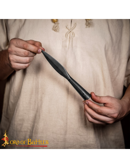 Medieval spear tip in forged steel...