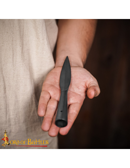 Medieval spear tip in forged steel...