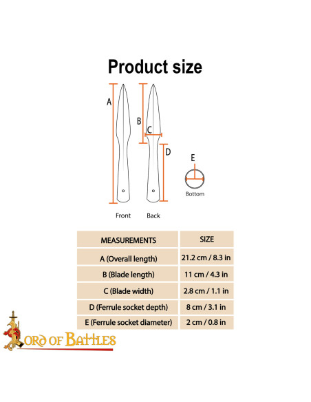 Medieval spear tip in forged steel...