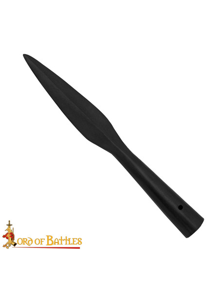 Medieval spear tip in forged steel...