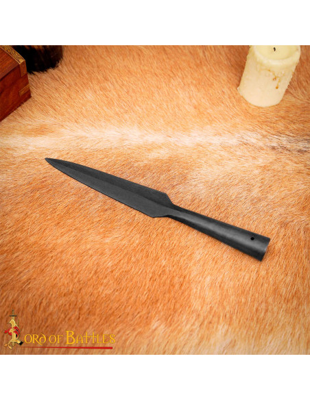 Medieval spearhead in forged steel...