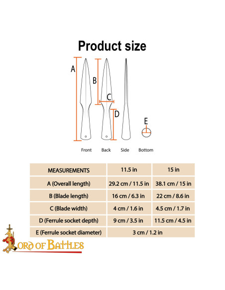 Medieval spearhead in forged steel...