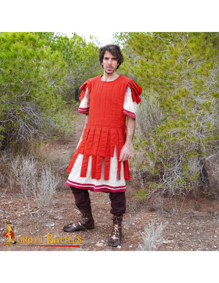 Padded Roman vest in cotton, red color Padded Roman vest in cotton, red color