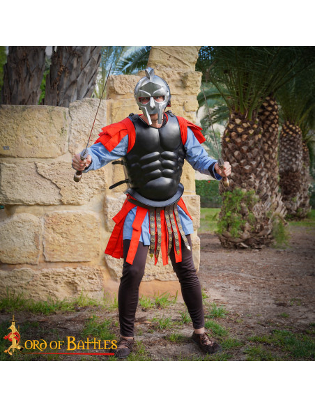 Padded Roman vest in cotton, red color Padded Roman vest in cotton, red color