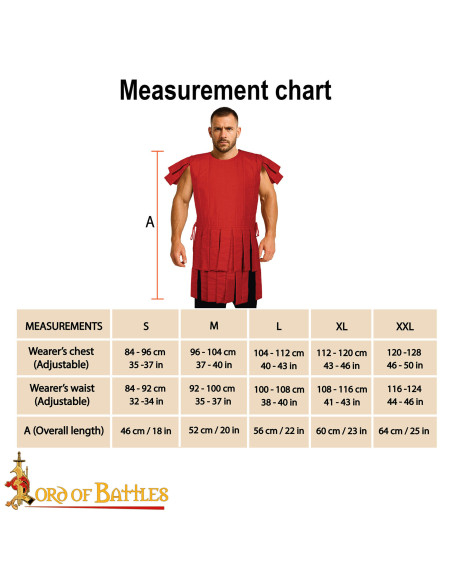 Padded Roman vest in cotton, red color Padded Roman vest in cotton, red color