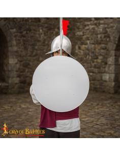 Medieval round shield customizable in white-colored steel