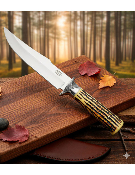 Hunting knife SCK with sheath, horn imitation handle (31 cm.)