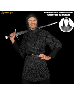 Vented V-ring chainmail shirt, blackened steel (10 mm.)