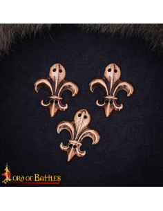 Set of 3 medieval ornaments with fleur-de-lis in antiqued...