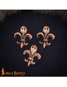 Set of 3 medieval ornaments with fleur-de-lis in antiqued bronze