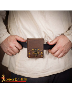 Small leather belt bag, brown color 2