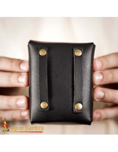 Small leather belt bag, black color 2