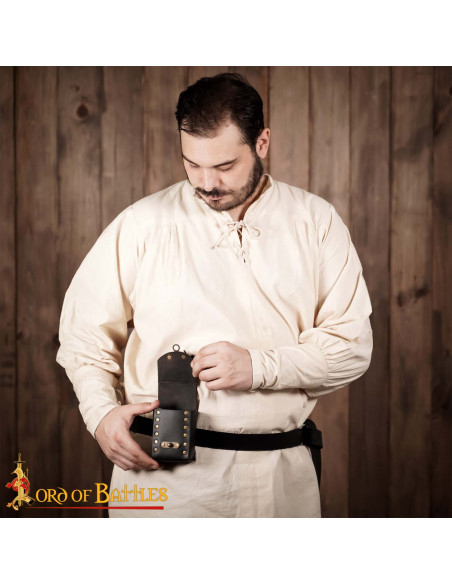 Small leather belt bag, black color Small leather belt bag, black color