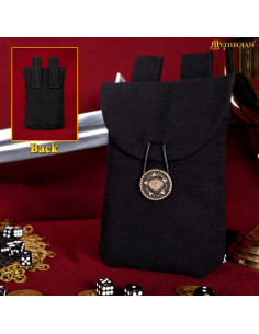 Medieval coin purse in black cotton with brass closure