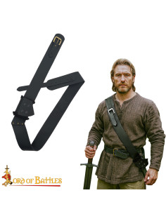 Medieval leather tahali belt for swords, black color
