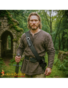 Medieval leather tahali belt for swords, black color 2