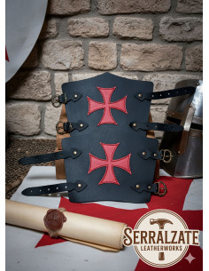 Templar leather bracelets with the Maltese Cross - Black