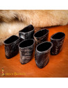 Set of 6 medieval horn glasses made from polished buffalo horn (68 ml.)