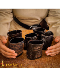 Set of 6 medieval horn glasses made from polished buffalo... 2