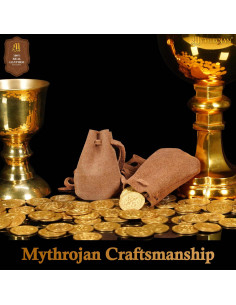 Pack of 2 medieval-style suede pouches, light brown color 2