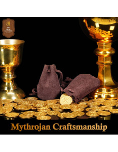 Pack of 2 medieval suede pouches, dark brown color 2