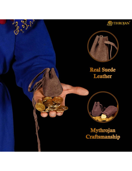 Pack of 2 medieval suede pouches,... Pack of 2 medieval suede pouches,...