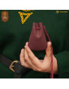 Pack of 2 medieval suede pouches, in wine red color