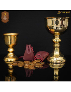 Pack of 2 medieval suede pouches, in wine red color 2